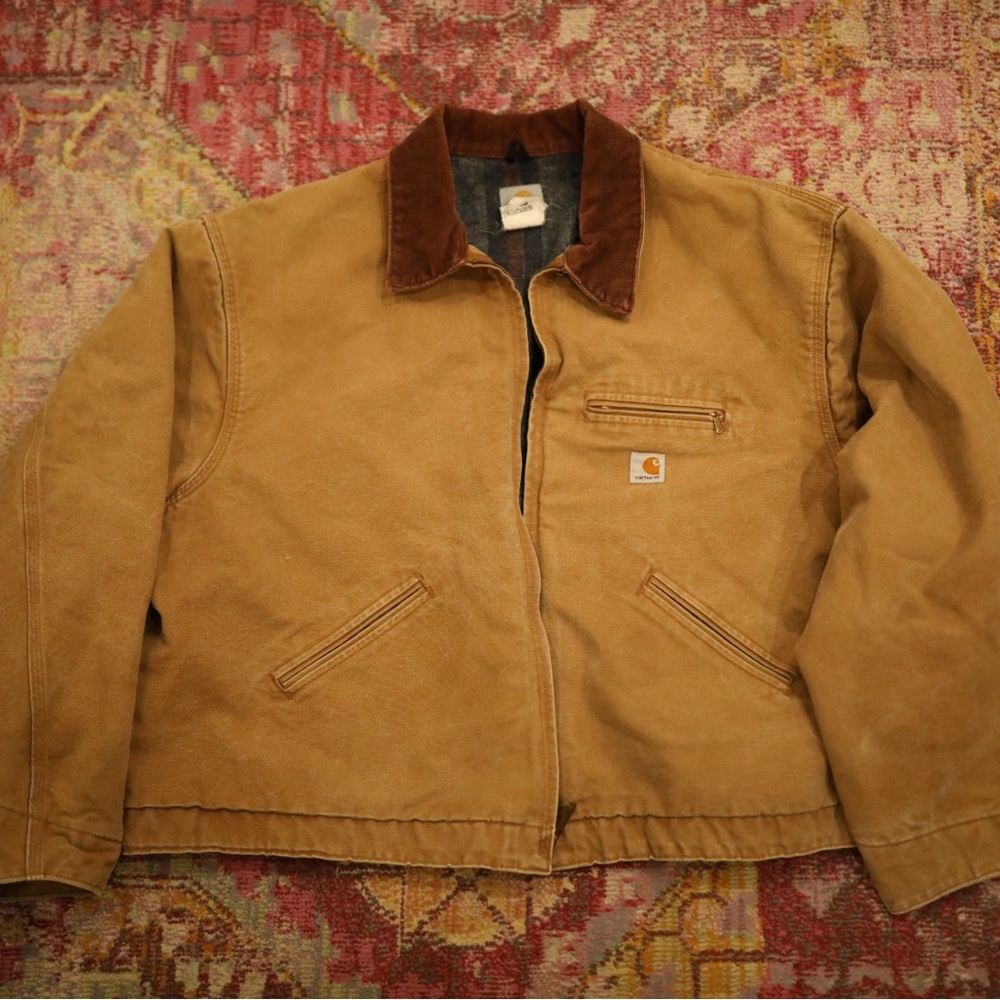 Vintage 90s Carhartt Detroit Blanket Lined Work Jacket Made in USA 60 Regular